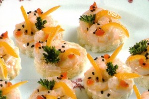 Canapés aux crevettes