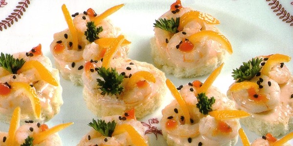 Canapés aux crevettes