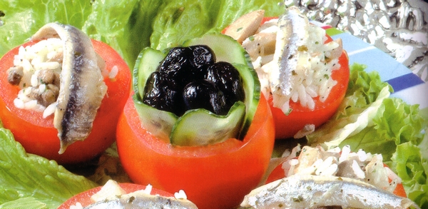 Tomates au riz et aux champignons
