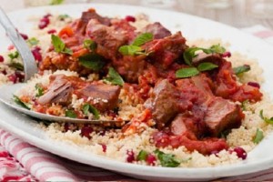 Agneau mariné au coulis de tomates